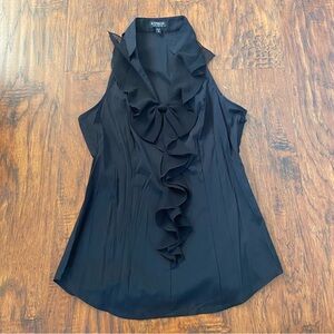 Vintage 90s y2k express black tank top with rose bow in the front